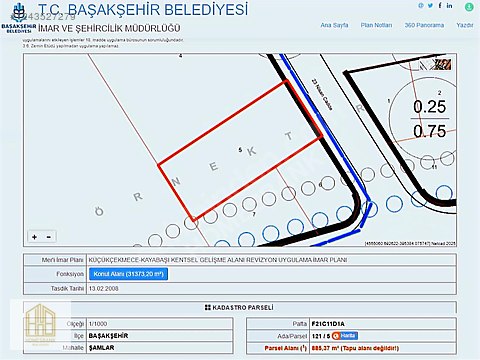 BAŞAKŞEHİR YENİ ŞAMLAR 23 NİSAN CADDE CEPHE 97 M2 İMARLI ARSA
